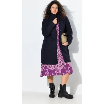 Dámský kabát Ulla Popken, Plus size Kabát vlněného vzhledu, lopatkový límec, velké kapsy pro plnoštíhlé nadměrná velikost, 843058130-1131, modrý, 54/56, Nadměrné velikosti, Plus size oblečení, Oblečení pro boubelky, Oblečení pro baculky, Oblečení pro plnoštíhlé, Obleč