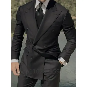 Pánské sako Dvouřadé pánské sako – elegantní střih a styl Velikost: 3XL, Barva (Varianta): Černá