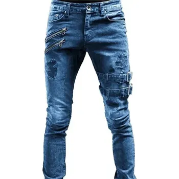 Pánské džíny Pánské skinny džíny – elastický materiál, street punk styl Velikost: 3XL, Barva (Varianta): Picture Color 2