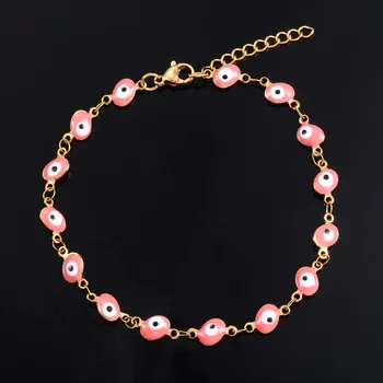 Náramek Letní ochranný řetízkový náramek s okem | šperk - Růžový , 18 cm plus prodloužení