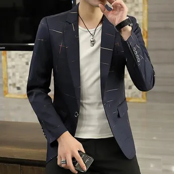 Pánské sako Tištěné společenské sako – elegantní slavnostní model Velikost: L, Barva (Varianta): Tmavě modrá