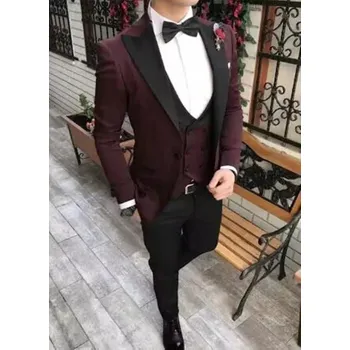 Trojdílný business oblek – sako, vesta a kalhoty ve slim střihu Velikost: 4XL, Barva (Varianta): Deep wr