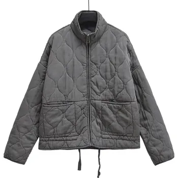 Dámský kabát Dámský bavlněný kabát s límečkem a volným střihem Barva: Tmavě Šedá, Velikost: L