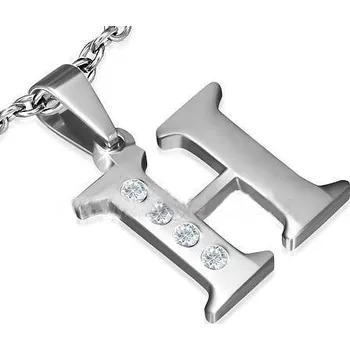 Přívěsek Přívěsky ocel písmeno H s kamínky (Písmenka na řetízky)