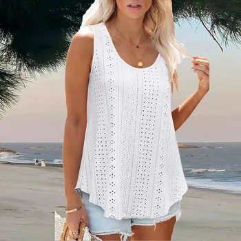 Dámské plus size tílko s kulatým výstřihem Barva: Bílá, Velikost: 7XL