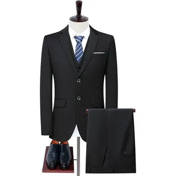 Pánský oblek Elegantní třídílný oblek – stylová business sada Velikost: 5XL, Barva (Varianta): Černá