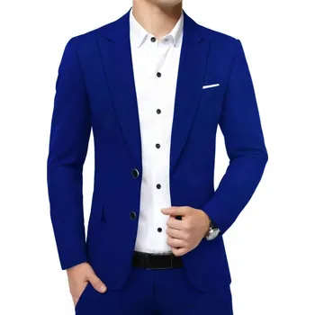 Pánské sako Lehký pánský blazer ve slim střihu pro volný čas i práci Velikost: XXS, Barva (Varianta): Safírová