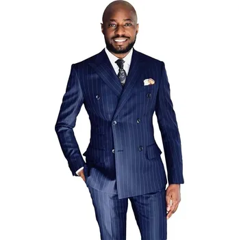 Pánský dvoudílný oblek – proužkovaný, elegantní střih Velikost: S, Barva (Varianta): Modrá