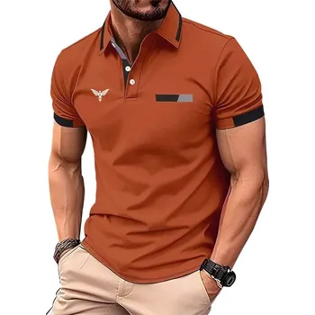 Pánské tričko Pánské sportovní polo triko s límečkem a 3D potiskem Velikost: 3XL, Barva (Varianta): AP01-coffee-LY03