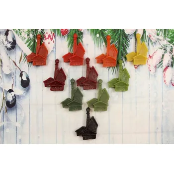 Vánoční ozdoba Ozdoba ze včelího vosku domečky oranžové