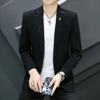 Pánské sako Trendy korejské sako – ležérní styl pro mladé a módní muže Velikost: XL, Barva (Varianta): Černá