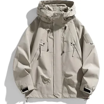 Pánský zimní kabát Pánská softshellová bunda s kapucí – lehká a voděodolná Velikost: M, Barva (Varianta): Khaki