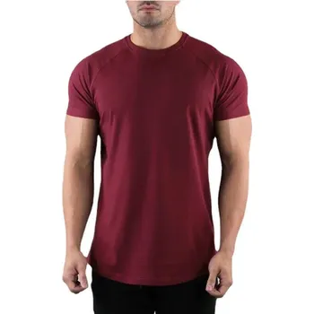 Pánské slim tričko na cvičení – bavlněné, přiléhavý střih Barva: Bordová, Velikost: 2XL