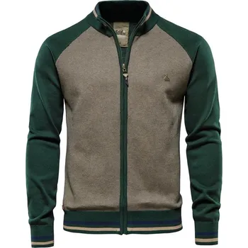 Pánský svetr Pánský pletený cardigan se zipem a pohodlným střihem Barva: Zelená, Velikost: XL