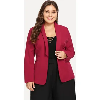 Dámské sako Dámské volné sako pro plnoštíhlé s otevřenou přední částí Barva: Bordová, Velikost: 3XL
