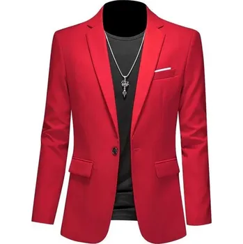 Pánské sako – elegantní business styl, svatby Barva: Červená, Velikost: L