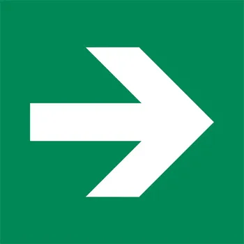Cedule Směrová šipka rovně, ISO 3864, hliník, fotoluminiscenční, 150 x 150 mm, BJ = 5 ks