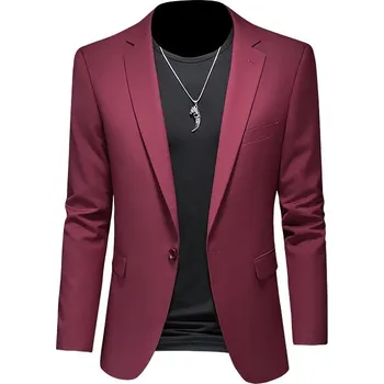 Stylový business oblek – dvoudílný slim střih pro volný čas Velikost: M, Barva (Varianta): Vínová