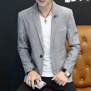 Pánský zimní kabát Jednořadý kabát pro muže – tenký jarní/podzimní formální střih Velikost: XXS, Barva (Varianta): Šedá