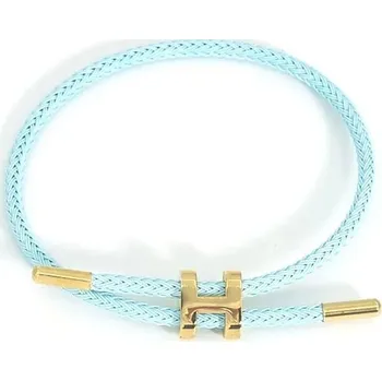 Náramek Pletený vintage náramek pro páry s ocelí | šperk - Světle modrá