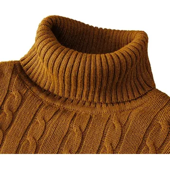 Pánská móda Pánský žebrovaný rolák – přiléhavý svetr, slim fit Barva: Hnědá, Velikost: 3XL