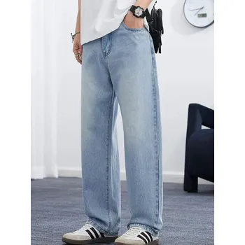 Pánské džíny Pánské volné džíny – rovný střih, korejský styl, retro vzhled Velikost: 34, Barva (Varianta): Světle modrá