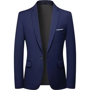 Pánský oblek Korejský pánský oblek s čistým střihem pro volný čas i práci Velikost: XL, Barva (Varianta): Safírová