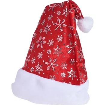 Vánoce Čepice - Santa Claus se sněhovými vločkami 45 cm, 1ks