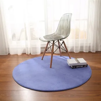 Koberec Kulatý plyšový koberec | bytové doplňky - Tmavě modrá , Průměr 180 cm 70,9 palce