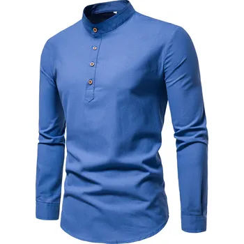 Pánská bavlněná košile – stojáček, dlouhý rukáv, elegantní Velikost: 4XL, Barva (Varianta): M301-blue