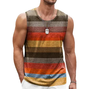 Pánské tričko Pánský tílko s proužky – 3D potisk, volný letní styl Velikost: 110, Barva (Varianta): Vest-ZFA38876