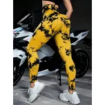 Dámské tie-dye legíny – bezešvé, vysoký pas, push-up efekt Velikost: L, Barva (Varianta): Žlutá