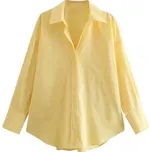 Dámská oversize košile – dlouhý rukáv, pestrý vzor Barva: Žlutá, Velikost: M