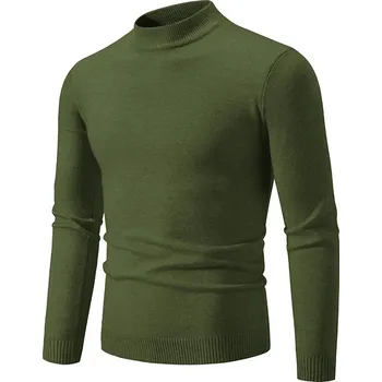 Pánský svetr Pánský svetr s kulatým výstřihem – volný a hřejivý střih Barva: Zelená, Velikost: XL