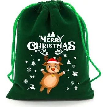 Dárková taška Vánoční sametový dárkový pytlík | obaly - SD04-1 , 9x12cm