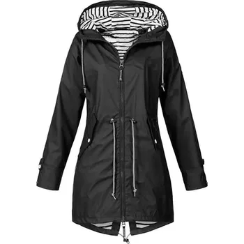 Dámská softshellová bunda Dámský nepromokavý trenčkot – lehká outdoorová bunda Barva: Černá, Velikost: 3XL