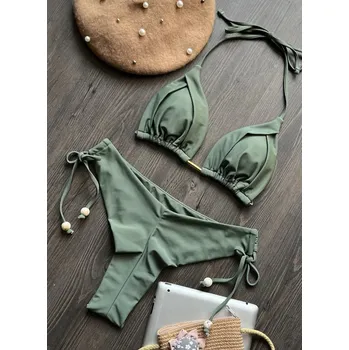 Dámské plavky Dámské trojúhelníkové bikiny – push-up, brazilský střih Velikost: S, Barva (Varianta): CS04