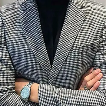 Pánské sako Slim blazer s pepitovým vzorem – business & svatební Velikost: 4XL, Barva (Varianta): Šedá