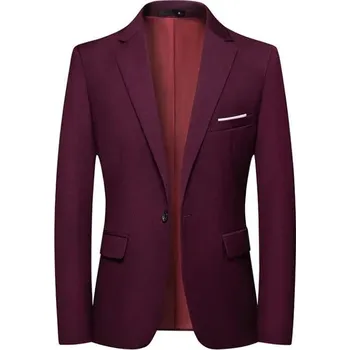 Pánský oblek Korejský pánský oblek s čistým střihem pro volný čas i práci Velikost: XXS, Barva (Varianta): Vínová