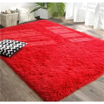 Koberec Huňatý měkký koberec shaggy | dekorace - červený , 200 cm x 250 cm