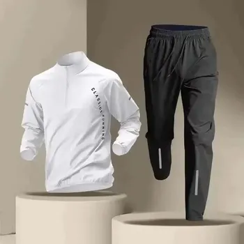 Pánská dvoudílná sportovní souprava – rychleschnoucí styl Velikost: XL, Barva (Varianta): White 2 PCS