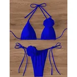 Dámské bikiny – krajkový vršek, šňůrky, brazilský střih Velikost: M, Barva (Varianta): BS012-Blue