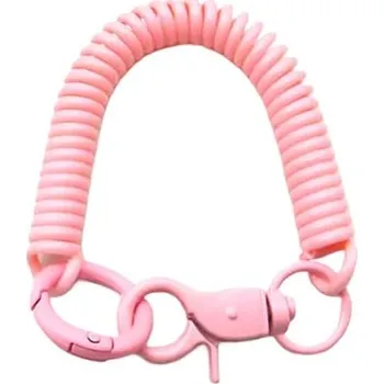 Barevná pružná šňůrka s karabinou | klíčenka - Růžový