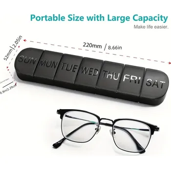 Dávkovač léků Týdenní dávkovač léků s velkou kapacitou | Organizér na pilulky, úložný box léků - Černá 1ks