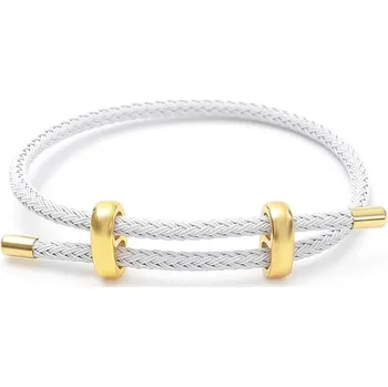Náramek Pletený vintage náramek pro páry s ocelí | šperk - Jako obrázek bílá