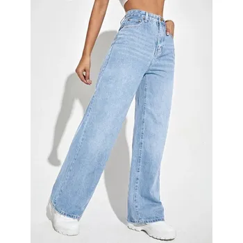 Dámské džíny Dámské volné džínové kalhoty s vysokým pasem a širokými nohavicemi Velikost: S, Barva (Varianta): Modrá