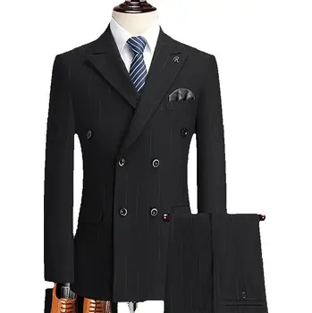 Dvoukousek pánský smoking – formální sako na svatbu a banket Velikost: 3XL, Barva (Varianta): Černá