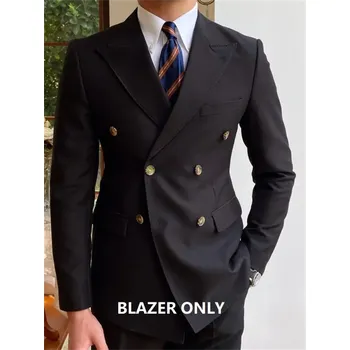 Pánské sako Dvřřadý slavnostní blejzr pro ženicha a formální události Velikost: 3XL, Barva (Varianta): Černá