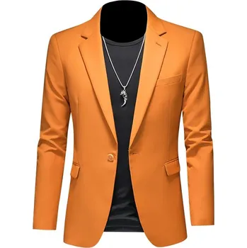Pánský oblek Stylový business oblek – dvoudílný slim střih pro volný čas Velikost: S, Barva (Varianta): Karamelová