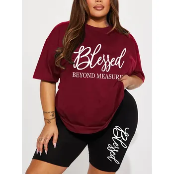 Dámská letní souprava ve výprodeji – tričko a šortky Barva: Vínová, Velikost: XL